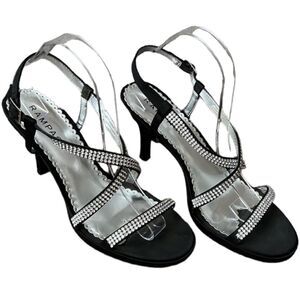 Black Satin & jeweled strap heals by Rampage Sz 9.5 nearly new!